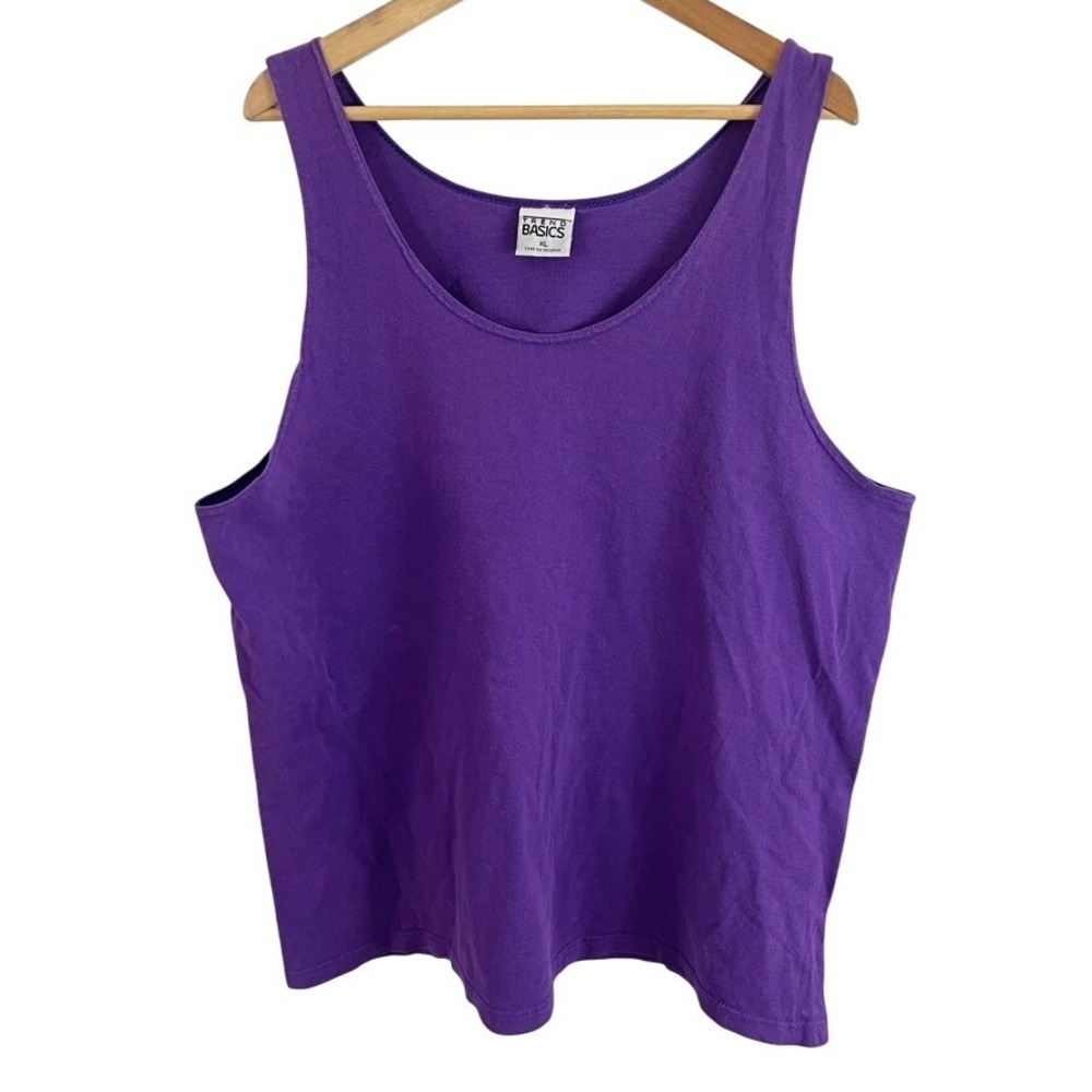 Trend Basics Tank Top Mens XL Purple Vintage Cotton Solid